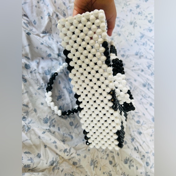 Susan Alexandra beaded black & white checkered purse - Picture 2 of 9